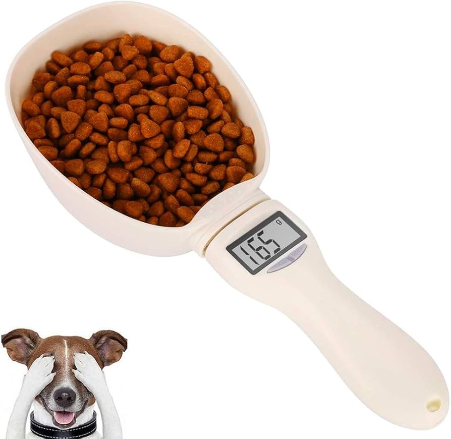 Measuring cat food with a digital kitchen scale